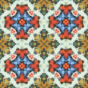 Pixel mosaic seamless pattern design, Repeat textile design. Fabric print Illustrazione stock