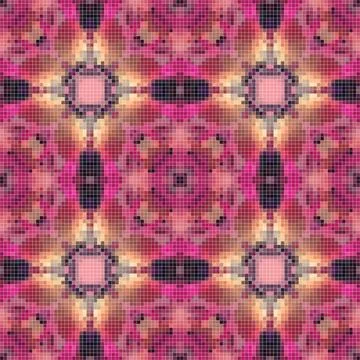 Pixel mosaic seamless pattern design, Repeat textile design. Fabric print Illustrazione stock