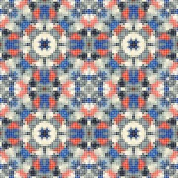 Pixel mosaic seamless pattern design, Repeat textile design. Fabric print 스톡 일러스트