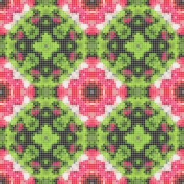 Pixel mosaic seamless pattern design, Repeat textile design. Fabric print 스톡 일러스트