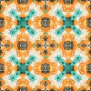 Pixel mosaic seamless pattern design, Repeat textile design. Fabric print Stock Illustration