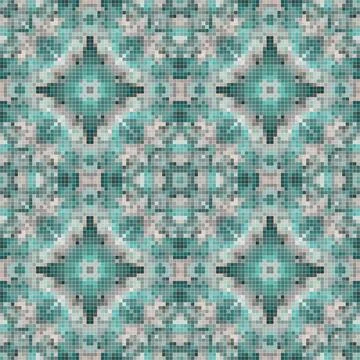 Pixel mosaic seamless pattern design, Repeat textile design. Fabric print 스톡 일러스트