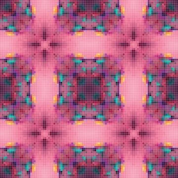 Pixel mosaic seamless pattern design, Repeat textile design. Fabric print 스톡 일러스트