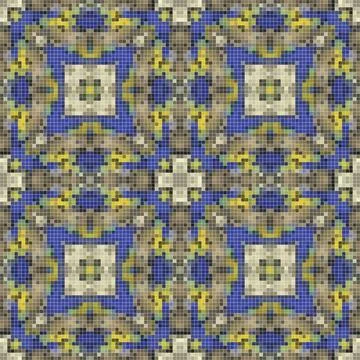 Pixel mosaic seamless pattern design, Repeat textile design. Fabric print Illustrazione stock