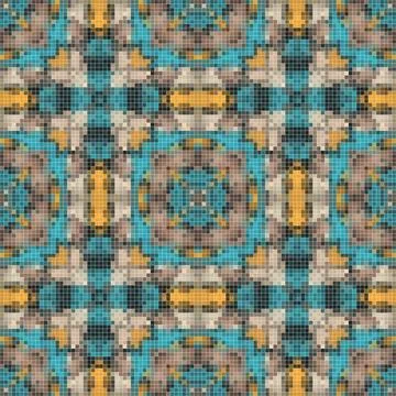 Pixel mosaic seamless pattern design, Repeat textile design. Fabric print Illustrazione stock