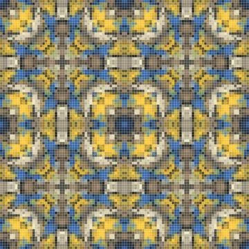 Pixel mosaic seamless pattern design, Repeat textile design. Fabric print Stock Illustration