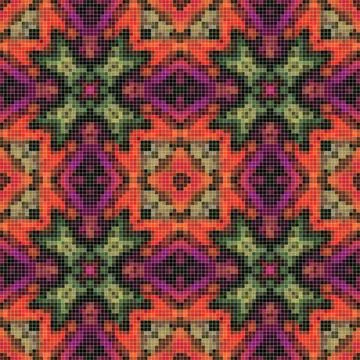 Pixel mosaic seamless pattern design, Repeat textile design. Fabric print Illustrazione stock