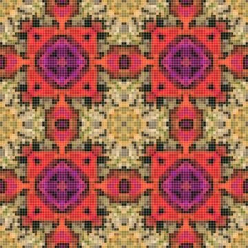 Pixel mosaic seamless pattern design, Repeat textile design. Fabric print Illustrazione stock