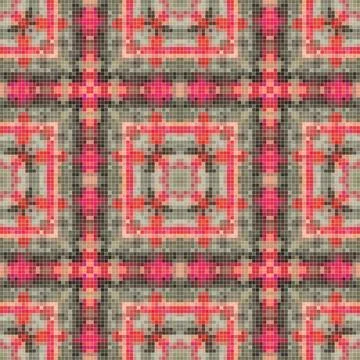 Pixel mosaic seamless pattern design, Repeat textile design. Fabric print Stock Illustration