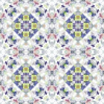Pixel mosaic seamless pattern design, Repeat textile design, Surface design. Stock Illustration