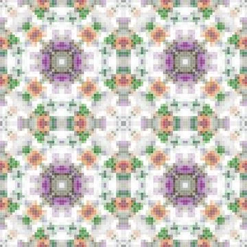 Pixel mosaic seamless pattern design, Repeat textile design, Surface design. Stock Illustration