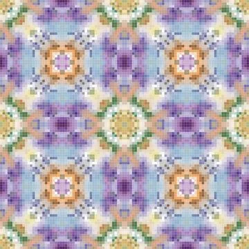 Pixel mosaic seamless pattern design, Repeat textile design, Surface design. Stock Illustration