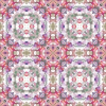 Pixel mosaic seamless pattern design, Repeat textile design, Surface design. Stock Illustration