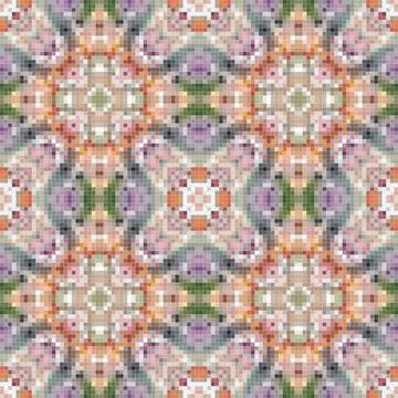 Pixel mosaic seamless pattern design, Repeat textile design, Surface design. Illustrazione stock