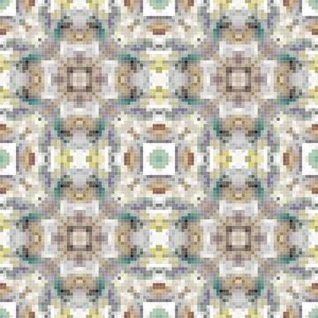 Pixel mosaic seamless pattern design, Repeat textile design, Surface design. Stock Illustration