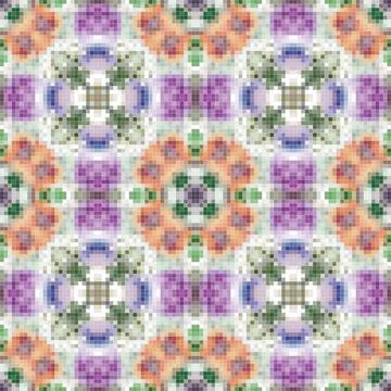 Pixel mosaic seamless pattern design, Repeat textile design, Surface design. Stock Illustration
