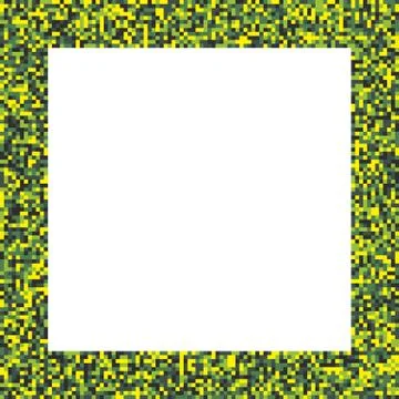 Pixel mosaic square border (frame) in acid - bright yellow and green - colors Stock Illustration