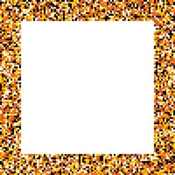 Pixel mosaic square border (frame) in colors of fire Stock Illustration