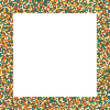 Pixel mosaic square frame in retro (vintage) muted colors Stock Illustration