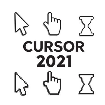 Pixel Mouse Cursors pointer. Arrow and wait vetor. Click mouse computer curso Stock Illustration