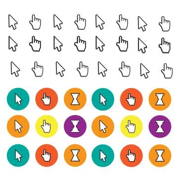 Pixel Mouse Cursors pointer. Arrow and wait vetor. Click mouse computer curso Stock Illustration