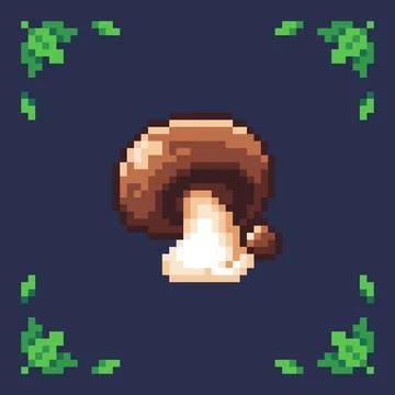 Pixel mushroom icon with decorative elements Illustrazione stock