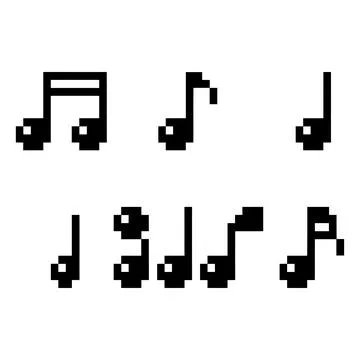 Pixel Music Notes Icons Set 8 Bit Retro Musical Note Vector Collection Illustrazione stock