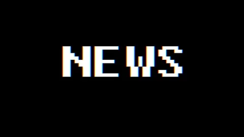 Pixel NEWS word on computer old tv glitch interference noise screen animation Stock Footage 83844848