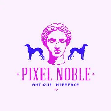 Pixel noble interface modern classics logo template with antique statue head Stock Illustration