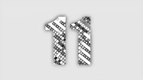 Pixel number 11 with alpha channel, numerology, number eleven Stock Footage 285958778