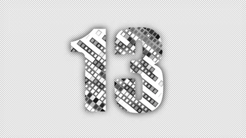 Pixel number 13 with alpha channel, numerology, number thirteen Stock Footage 285958798