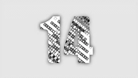 Pixel number 14 with alpha channel, numerology, number fourteen Stock Footage 285958805