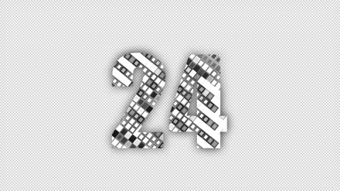 Pixel number 24 with alpha channel, numerology, number twenty four Stock Footage 285973561