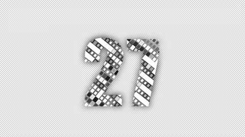 Pixel number 27 with alpha channel, numerology, number twenty seven Stock Footage 285973571