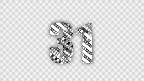 Pixel number 31 with alpha channel, numerology, number thirty one Stock Footage 285973587