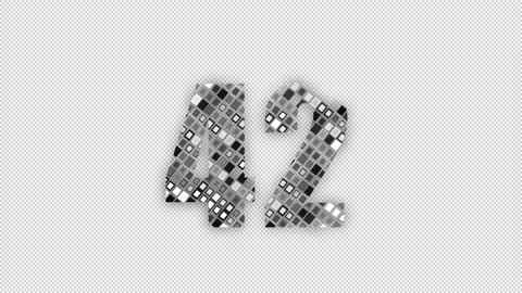 Pixel number 42 with alpha channel, numerology, number forty two Stock Footage 285975864