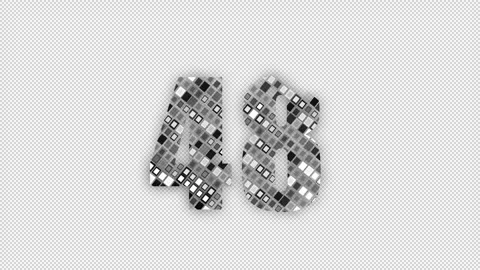 Pixel number 48 with alpha channel, numerology, number forty eight Stock Footage 285975946