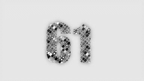 Pixel number 61 with alpha channel, numerology, number sixty one Stock Footage 286020395