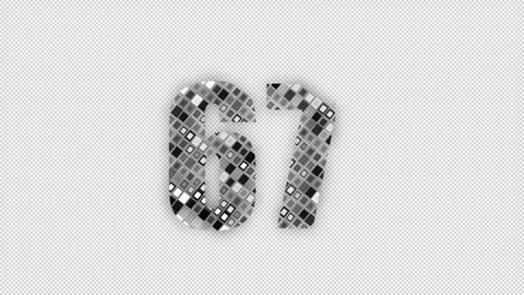 Pixel number 67 with alpha channel, numerology, number sixty seven Stock Footage 286020450