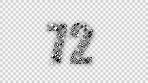 Pixel number 72 with alpha channel, numerology, number seventy two Stock Footage 286020497