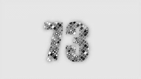 Pixel number 73 with alpha channel, numerology, number seventy three Stock Footage 286020504