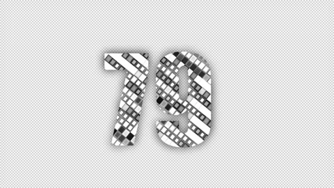 Pixel number 79 with alpha channel, numerology, number seventy nine Stock Footage 286020533
