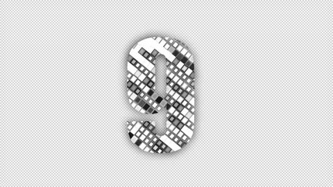 Pixel number 9 with alpha channel, numerology, number nine Stock Footage 285958903