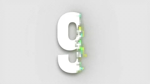 Pixel number 9, number nine, alpha channel Stock Footage 245728009