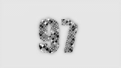 Pixel number 97 with alpha channel, numerology, number ninety seven Stock Footage 286023655
