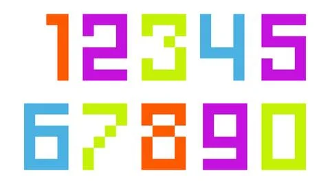 Pixel numbers from 1 to 0 isolated set 스톡 일러스트