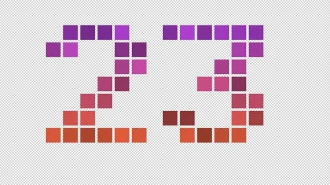 Pixel numeral 23 in retro style, number twenty three, alpha channel Stock Footage 248840760