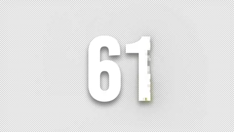 Pixel numeral 61, number sixty one, alpha channel Video stock 246793221