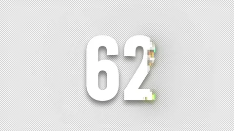 Pixel numeral 62, number sixty two, alpha channel Stock-Footage 246793308