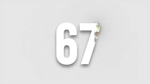 Pixel numeral 67, number sixty seven, alpha channel Video stock 246793628